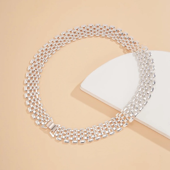 Exaggerated 925S Wide Hollow Chunky Choker - Picture 5 of 11